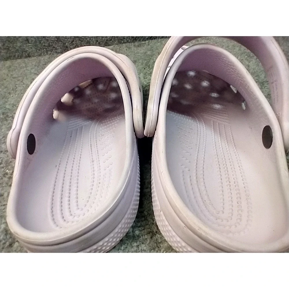 Crocs Classic Clog Kids Size J4 Pink Lavender Spartan Helmet Charm